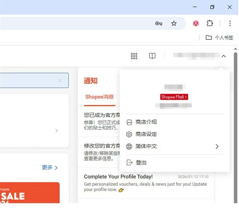 马来西亚 Shopee Mall 官方商城资格开通截图